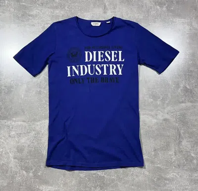 Pre-owned Diesel X Vintage Diesel T-shirt Big Logo Y2k Japan Style In Blue