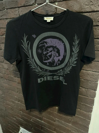 Pre-owned Diesel X Vintage Diesel T Shirt Big Logo Y2k Punk In Black