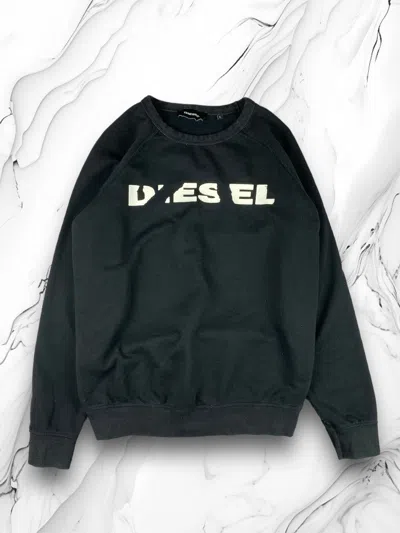 Pre-owned Diesel X Vintage Diesel Y2k Big Logo Sweatshirt In Black