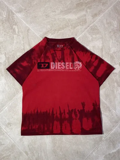 Pre-owned Diesel X Vintage Diesel Y2k Hype Overprint Big Logo T-shirt In Red