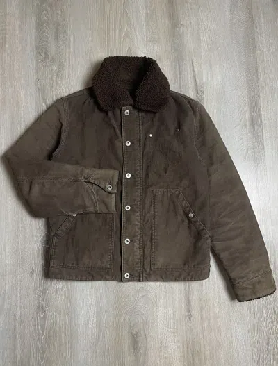Pre-owned Diesel X Vintage Men's Diesel Brown Velvet Zip Sherpa Jacket (size Medium)