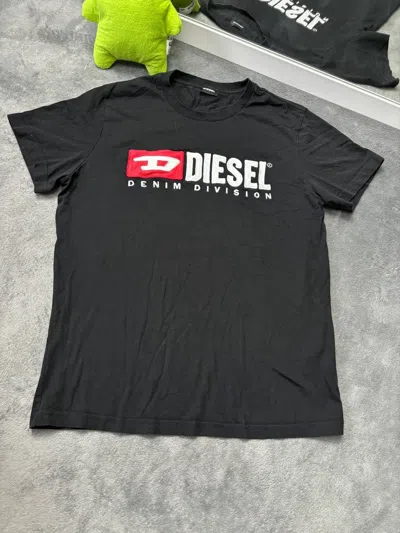 Pre-owned Diesel X Vintage Y2k Diesel Embroidered Logo Denim Division T Shirt In Black