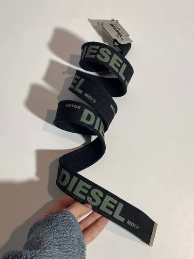 Pre-owned Diesel X Vintage Y2k Diesel Logo Cotton Motor Belt In Black Green