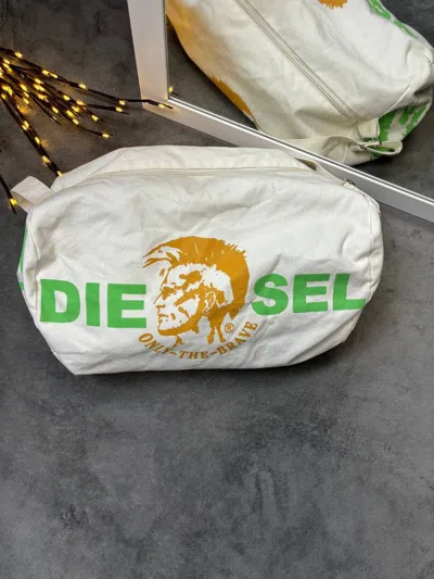 Pre-owned Diesel X Vintage Y2k Diesel Punk Big Logo Travel Bag In White