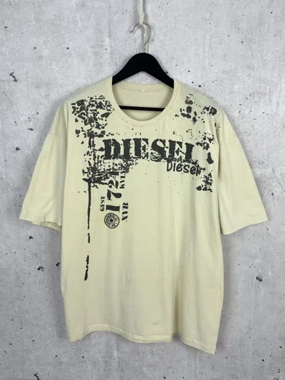 Pre-owned Diesel X Vintage Y2k Vintage Diesel Printed Oversized Short Sleeve T-shirt In Beige
