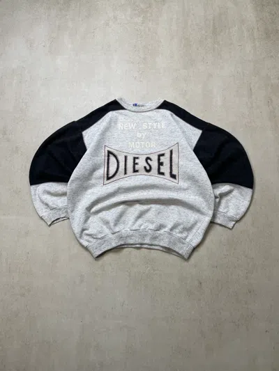 Pre-owned Diesel X Vintage Y2k Vintage Motor Diesel Big Logo Baggy Sweatshirt 80s-90s In Grey