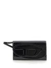 DIESEL 1DR BLACK BELT BAG WITH LOGO PLATE IN LEATHER WOMAN