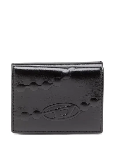 Diesel Xs Ii Embossed Tri-fold Coin Purse In Black