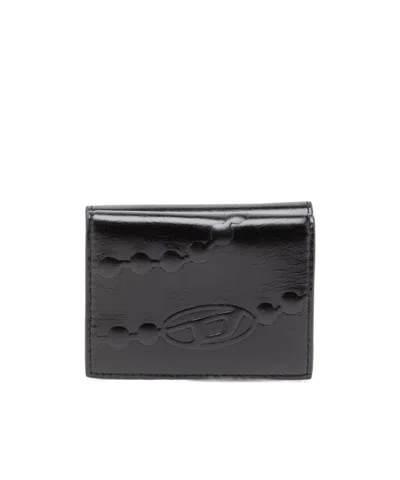 Diesel Xs Ii Embossed Tri-fold Coin Purse In Black