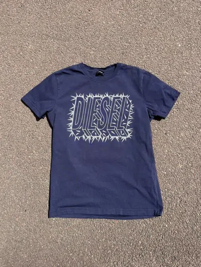 Pre-owned Diesel Y2k  Abstract Contrast Logo Tee Japanese T- Shirt In Blue