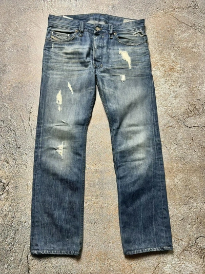 Pre-owned Diesel Y2k  Archival Distressed Washed Japan Style Pants In Washed Blue