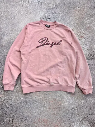 Pre-owned Diesel Y2k  Big Logo Painted Archival Japan Style Sweatshirt In Light Pink