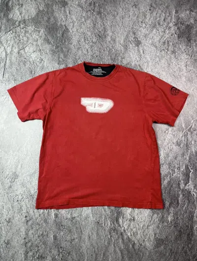 Pre-owned Diesel Y2k  Center D Logo Japan Style Archival Tee Shirt In Red