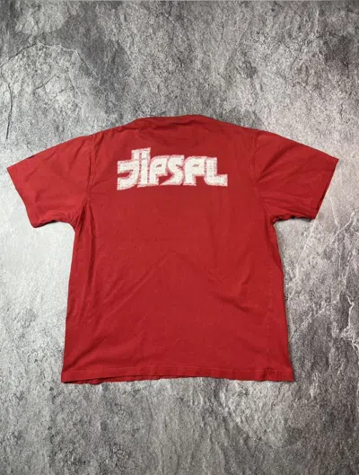 Pre-owned Diesel Y2k  Center D Logo Japan Style Archival Tee Shirt In Washed Red