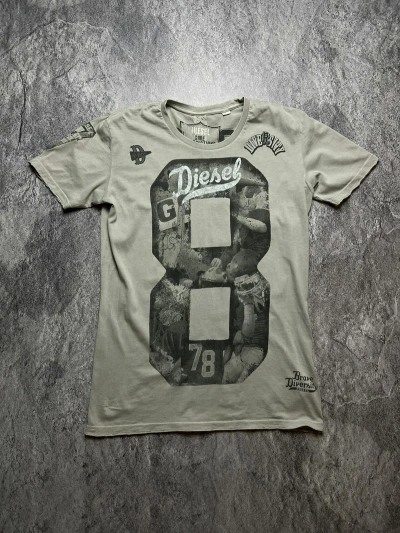 Pre-owned Diesel Y2k  Poem Rugby Tee Overprint Shirt In Grey