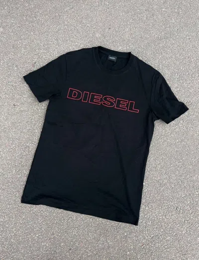 Pre-owned Diesel Y2k Japan Contrast Big Logo Tee Shirt In Black