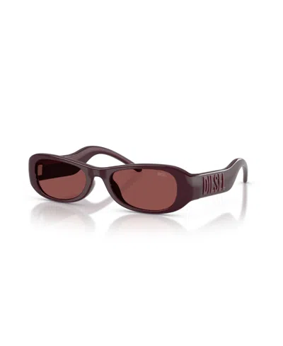 Diesel Y2k Rectangle Sunglasses Dl3020u In Dark Viole