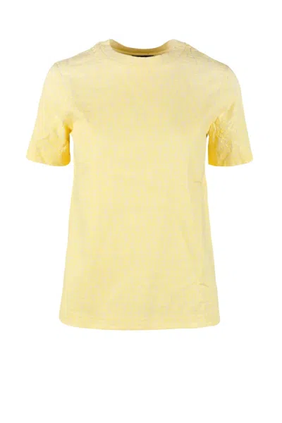 Diesel Yellow Crewneck Cotton T-shirt In Gold