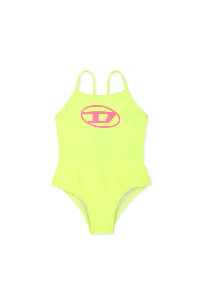Diesel Yellow Swimsuit For Baby Girl With Logo