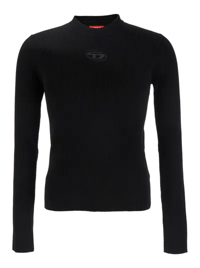 Diesel Zacary Black T-shirt With Round Neck And Oval D Cut-out On The Front In Tech Fabric Man