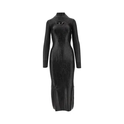 Diesel 'zary-b' Knitted Midi Dress In Black