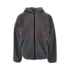 Diesel Textured Fleece Jacket With Bold Graphic Embroidery In Gray