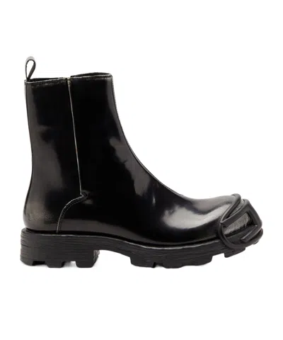 DIESEL ZIP-DETAIL OVAL-PLAQUE BOOTS