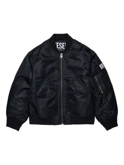 Diesel Kids' Zip-fastening Bomber Jacket In Black