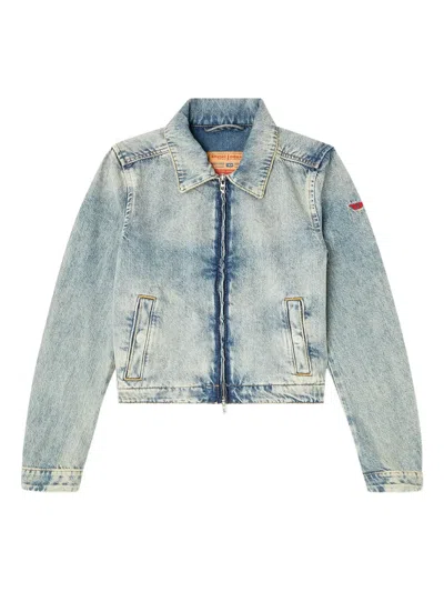 Diesel Zip-fastening Shoulder-detail Denim Jacket In Blue