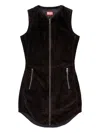 Diesel Zip-front Corduroy Mini Dress In Burgundy