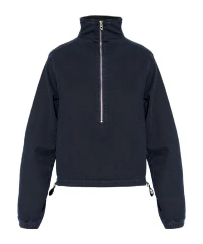 Diesel Zip Funnel-neck Sweater In Black