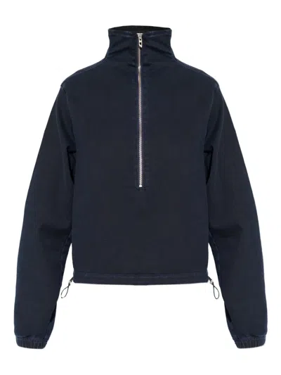 Diesel Zip Funnel-neck Sweater In Blue