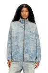 Diesel 'd-krap' Light-blue Worn Effect Jacket With Zip And Raised Collar In Blue