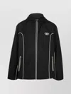 Diesel Contrast Piping Logo-patch Windbreaker In Black