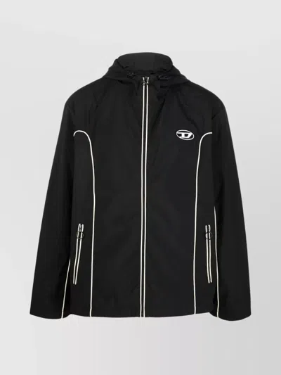 DIESEL ZIP POCKETS CONTRAST PIPING TOGGLE HOOD