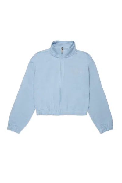 Diesel Kids' Logo-embroidered Zip-up Sweatshirt In Blue