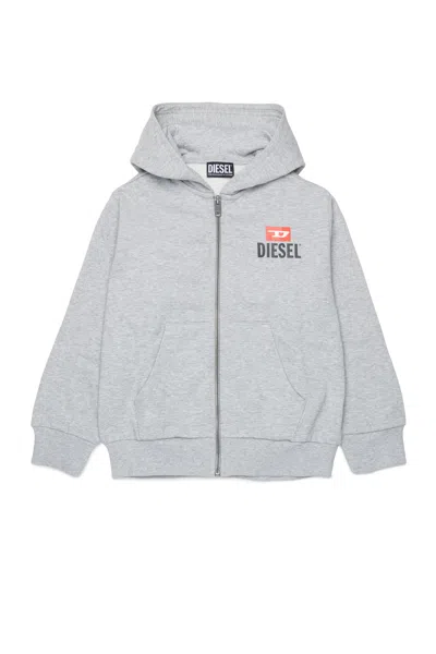Diesel Kids' Zip Sweatshirt With Logo In Gray