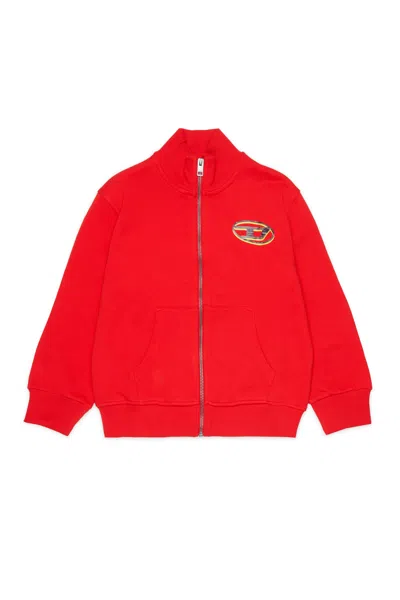 Diesel Kids' Zip Sweatshirt With Logo In Red