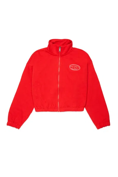 Diesel Kids' Zip Sweatshirt With Logo In Brown