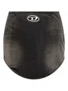 Diesel Black Denim And Jersey De-vany-s Miniskirt In Black