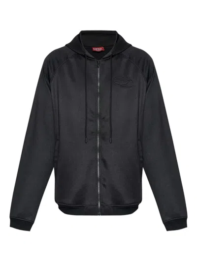Diesel Zip-up Hoodie In Black