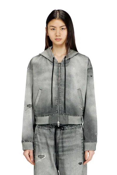 Diesel Zip-up Hoodie In Trompe L'oeil Jogg Jeans In Gray