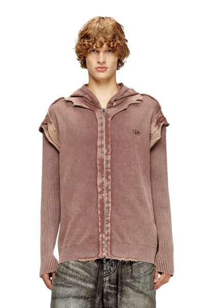 DIESEL ZIP-UP HOODIE WITH DESTROYED EFFECT