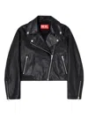 Diesel Zip-up Leather Jacket In Black