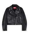 Diesel Zip-up Leather Jacket In Black