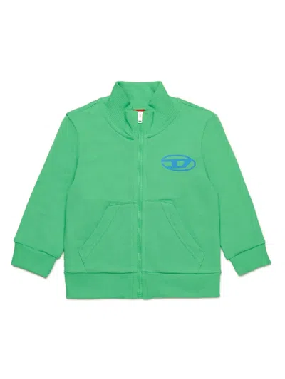 Diesel Babies' Logo-print Cotton Cardigan In Grün