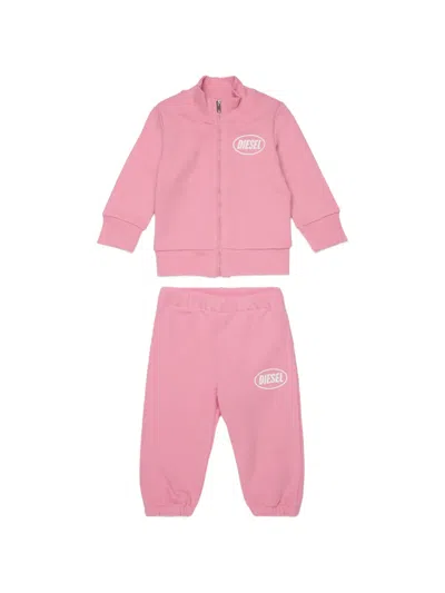 Diesel Babies' Zip-up Tracksuit Set In Pink