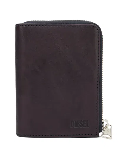 Diesel Zip-around Leather Wallet In Brown