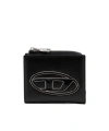 Diesel Small Black Wallet With Logo Plaque In Black