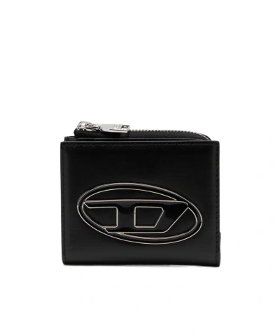 Diesel Zipped Card Holder In Gray